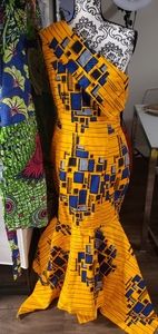 One shoulder African print gown